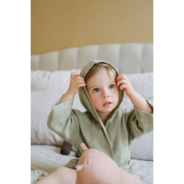 Otroški zelen lanen kopalni plašč Linen Tales Nature, velikost 122 - 128-image-4