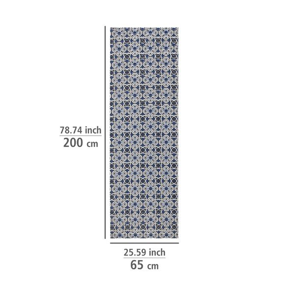 Bela/modra plastična kopalniška preproga 65x200 cm Murcia – Wenko-image-4