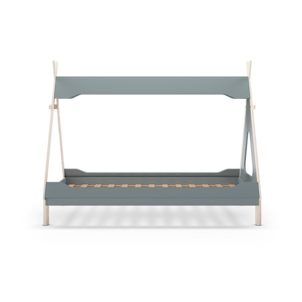 Modrozelena otroška postelja iz masivnega bora v obliki hiške 90x190 cm Nora – Marckeric-image-3