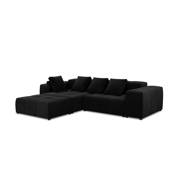 Črni žametni kotni kavč (obojestranski) Rome Velvet - Cosmopolitan Design -image-2