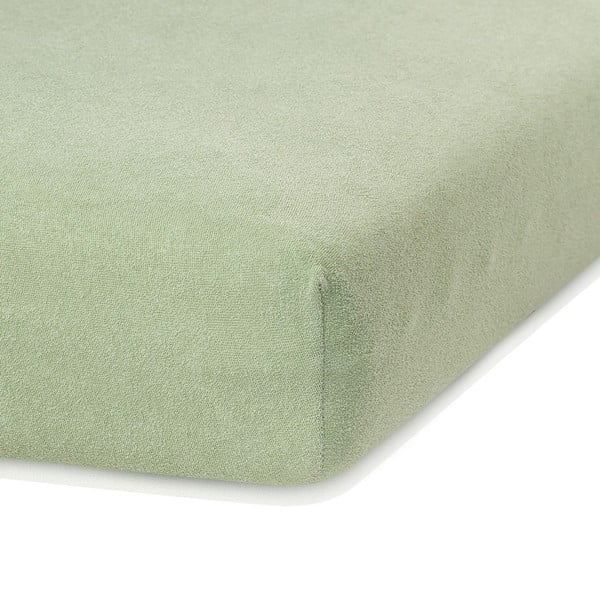Zelena napenjalna rjuha iz frotirja 240x220 cm Ruby – Restilo-image-1