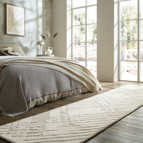 Kremno bel tekač 80x300 cm Remy – Flair Rugs-image-1