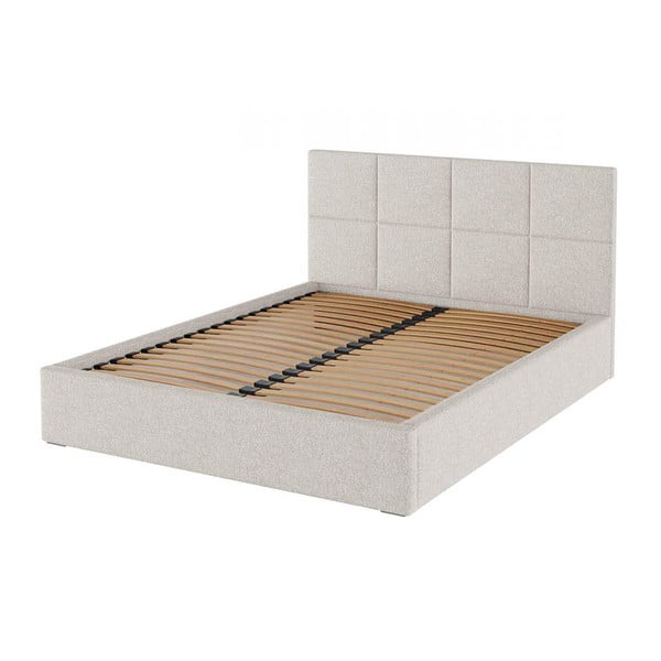 Bež oblazinjena zakonska postelja s prostorom za shranjevanje z letvenim dnom 180x200 cm Bufo – MESONICA-image-2