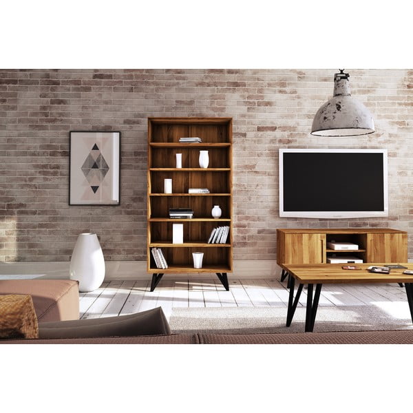 Knjižna omara iz hrastovega lesa 91x185 cm Golo - The Beds-image-1