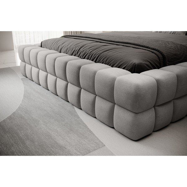 Siva oblazinjena zakonska postelja s prostorom za shranjevanje in z letvenim dnom 140x200 cm Dizzle – ELTAP-image-3