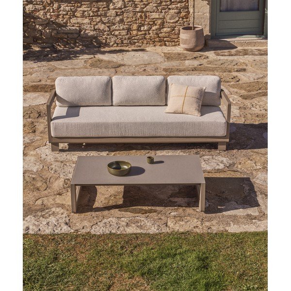 Bež/sivorjava aluminijasta vrtna garnitura za 3 osebe Nerano – Kave Home-image-1