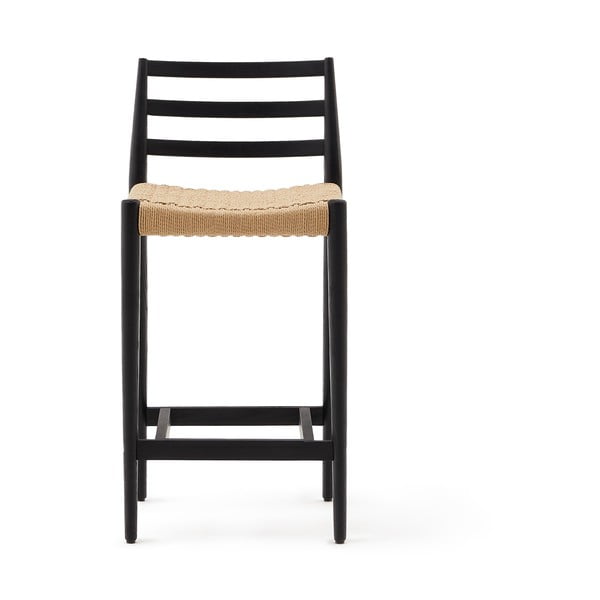 Črn barski stol iz masivnega hrasta (višina sedeža 70 cm) Analy – Kave Home-image-2