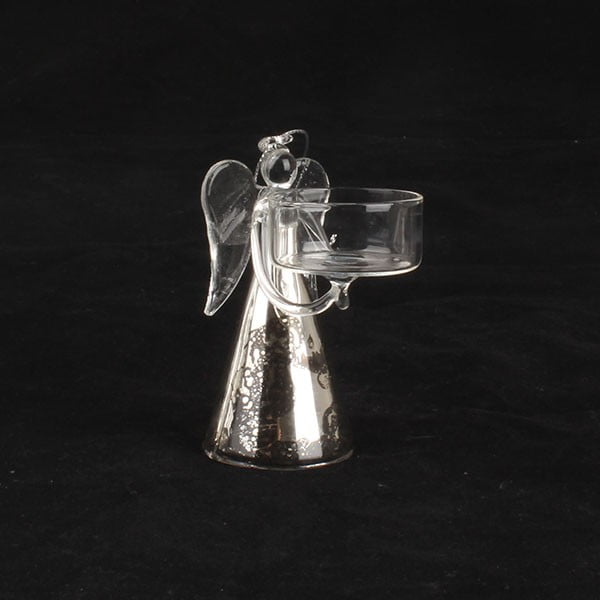 Stekleni svečnik z angelom Daklsom, višina 10 cm