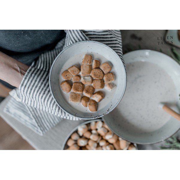 Lanena kuhinjska krpa 45x65 cm Thin Black Stripes – Linen Tales-image-3