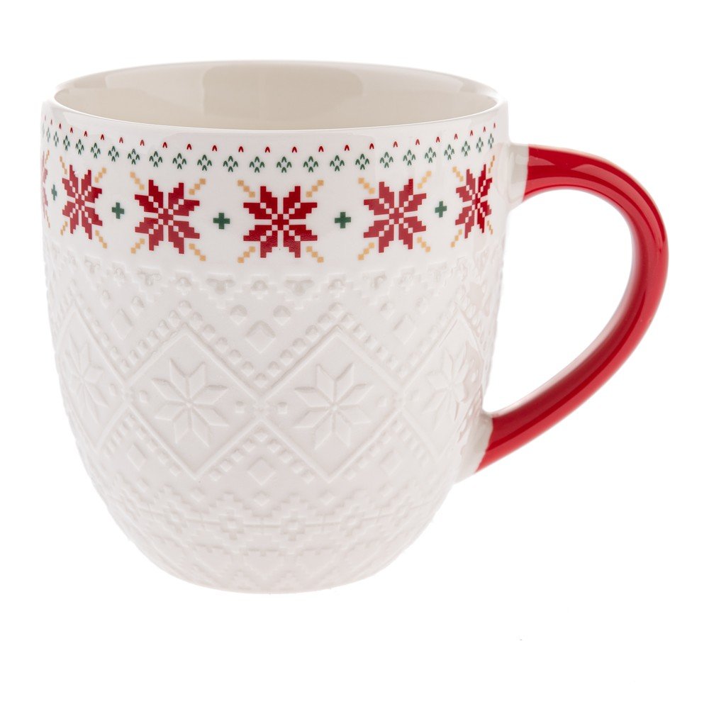 Bela porcelanasta skodelica 630 ml Knitting