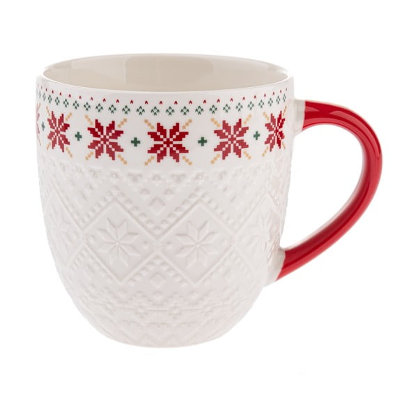 Bela porcelanasta skodelica z božičnim motivom 630 ml Knitting – Dakls