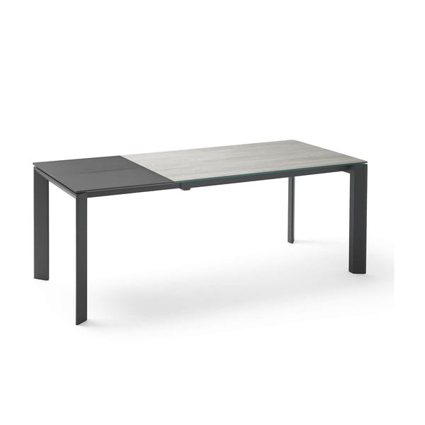 Sivo-črna zložljiva jedilna miza s srebrno Lisa Blaze, dolžina 140/200 cm