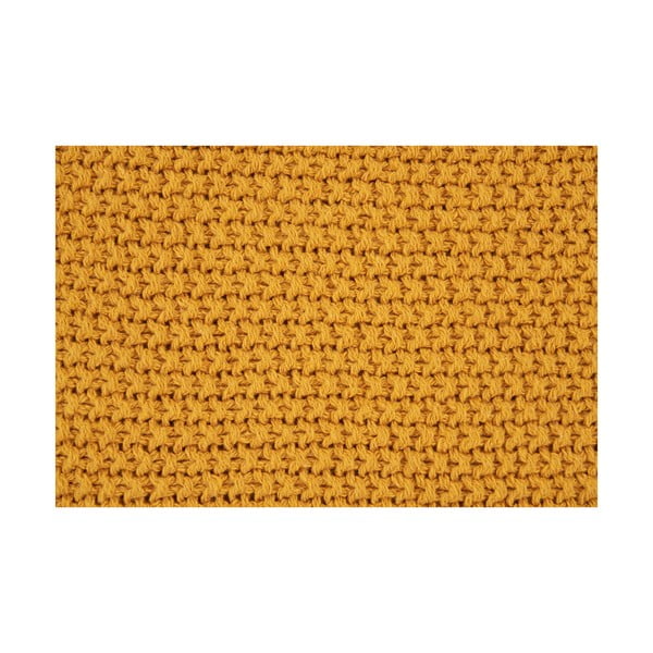 Rumena pletena odeja iz recikliranega bombaža 130x170 cm Santos – House Nordic-image-2