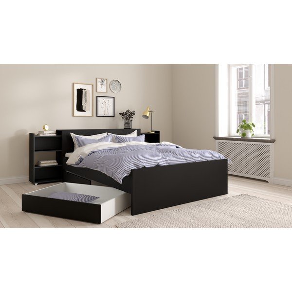 Črni predali za pod posteljo v kompletu 2 ks 90x190/140x190 cm Naia – Tvilum-image-1