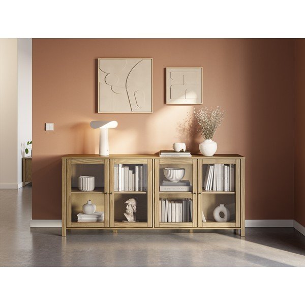 Vitrina iz masivnega bora v naravni barvi 186x80x40 cm Alessandra – Marckeric-image-1