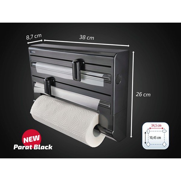 Črno plastično stensko držalo za kuhinjske brisače in folijo Parat – LEIFHEIT-image-2