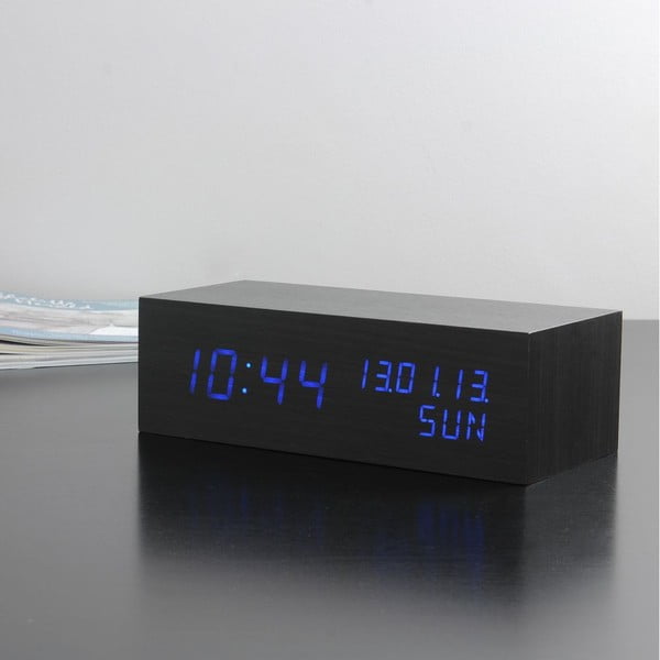 Modra LED budilka Square Click Clock, črna-image-4