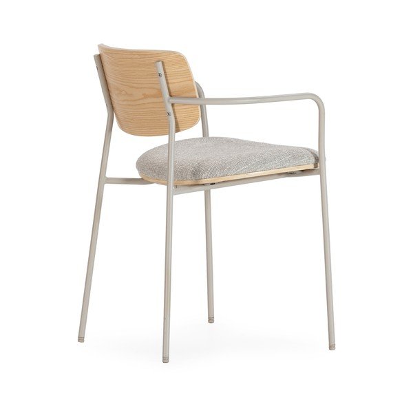 Svetlo sivi/v naravni barvi oblazinjeni jedilni stoli v kompletu z nasloni za roke Nour – MOME-image-4