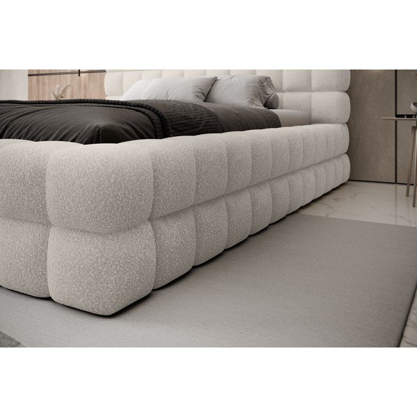 Bela oblazinjena zakonska postelja s prostorom za shranjevanje in z letvenim dnom 160x200 cm Dizzle – ELTAP-image-3