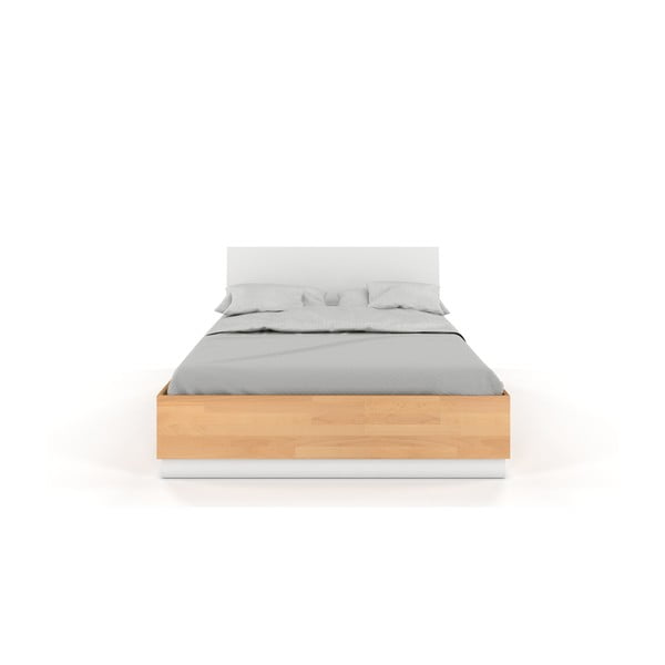 Dvoposteljna postelja iz bukovega in borovega lesa z belimi detajli SKANDICA Finn, 140 x 200 cm
