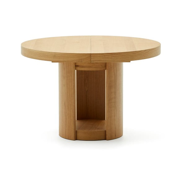 Okrogla raztegljiva jedilna miza z dodatno ploščo v hrastovem dekorju ø 120 cm Artis – Kave Home-image-3