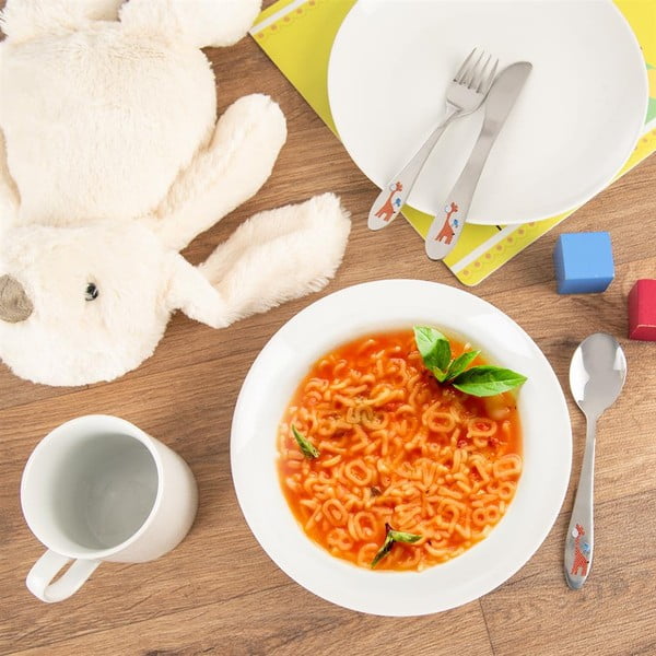 Otroški jedilni pribor iz nerjavečega jekla v srebrni barvi 3 kos - Orion-image-1