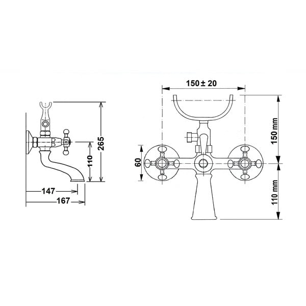 Stenska armatura za kad v bronasti barvi (2 izhoda) Antea – Sapho-image-4