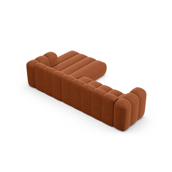 Opečnato oranžna kotna sedežna garnitura iz šenilje (desni kot/z ležalnikom) Lupine – Micadoni -image-3