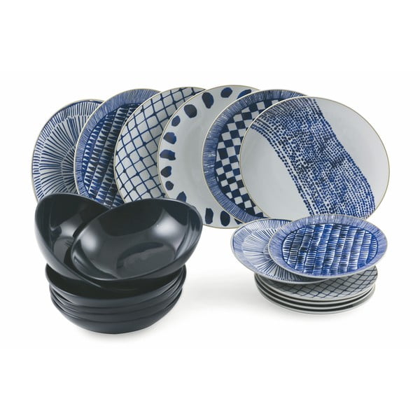 18-delni komplet krožnikov iz porcelana in keramike VDE Tivoli 1996 Blue Masai