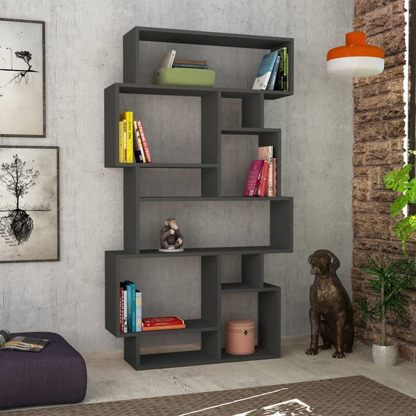 Antracitno siv knjižni regal Homitis Karmato-image-1