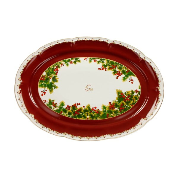 Porcelanast pladenj z božičnim motivom Brandani Le Bacche, dolžina 40 cm