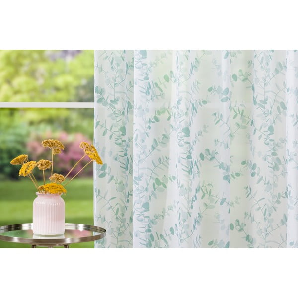 Bela/mint zelena prosojna zavesa 300x260 cm Luiza – Mendola Fabrics