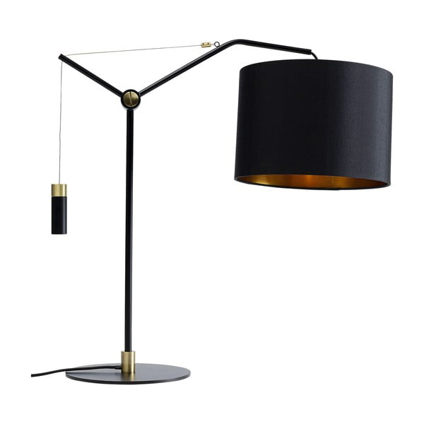 Črna namizna svetilka s tekstilnim senčnikom (višina 55 cm) Salotto – Kare Design