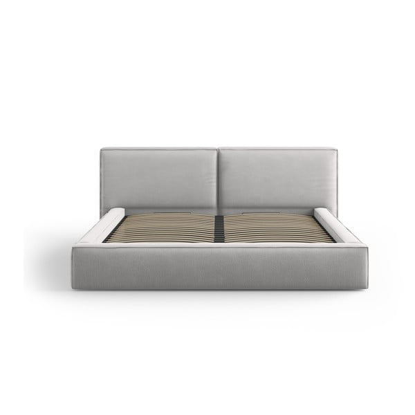 Svetlo siva oblazinjena zakonska postelja s prostorom za shranjevanje in letvenim dnom 140x200 cm Arendal – Cosmopolitan Design-image-2