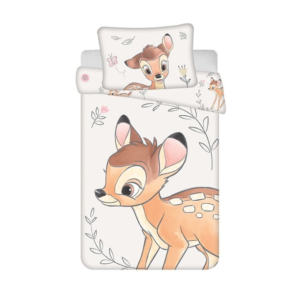 Bombažna otroška posteljnina za otroško posteljico 100x135 cm  Bambi "Beige" – Jerry Fabrics