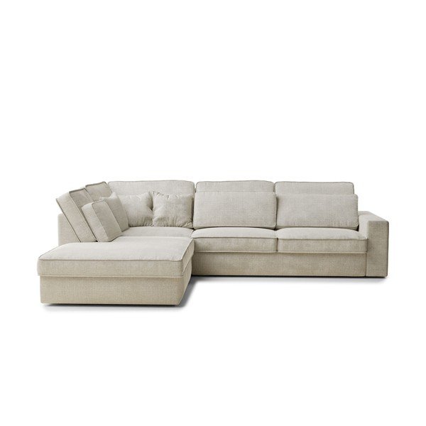 Sivo-bež kotna sedežna garnitura iz šenilje (levi kot/v obliki črke L) Kirou – Maison de Rêve