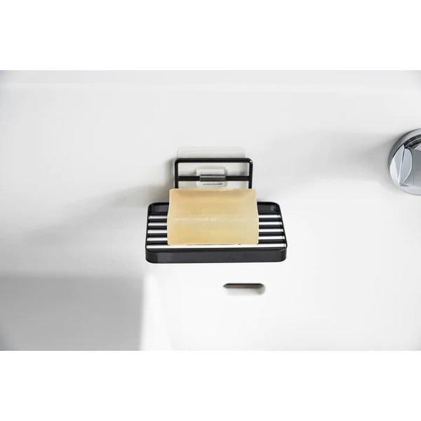 Črn kovinski podstavek za milo z namestitvijo brez vrtanja Film Hook – YAMAZAKI-image-1