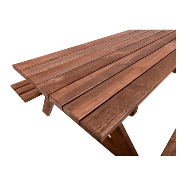 Temno rjava vrtna jedilna garnitura iz masivnega lesa za 4 osebe Piknic – Rojaplast-image-2