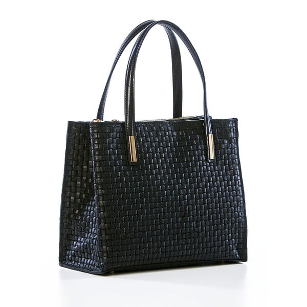 Usnjena torbica Suede Braid Black-image-3