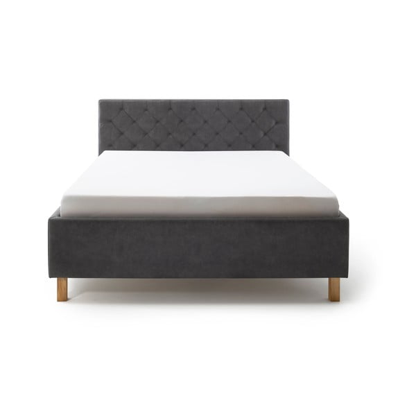 Temno siva oblazinjena zakonska postelja s prostorom za shranjevanje z letvenim dnom 180x200 cm San Remo – Meise Möbel-image-2