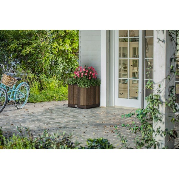 Plastičen samozalivalni cvetlični lonec Deco Square – Keter-image-1