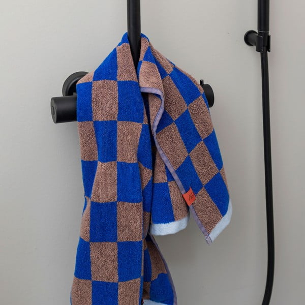 Modro-rjava kopalna brisača iz organskega bombaža 70x133 cm Retro - Mette Ditmer Denmark-image-1