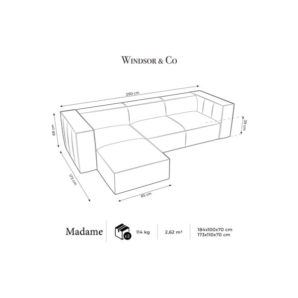 Temno modra usnjena kotna sedežna garnitura (levi kot) Madame – Windsor & Co Sofas-image-4