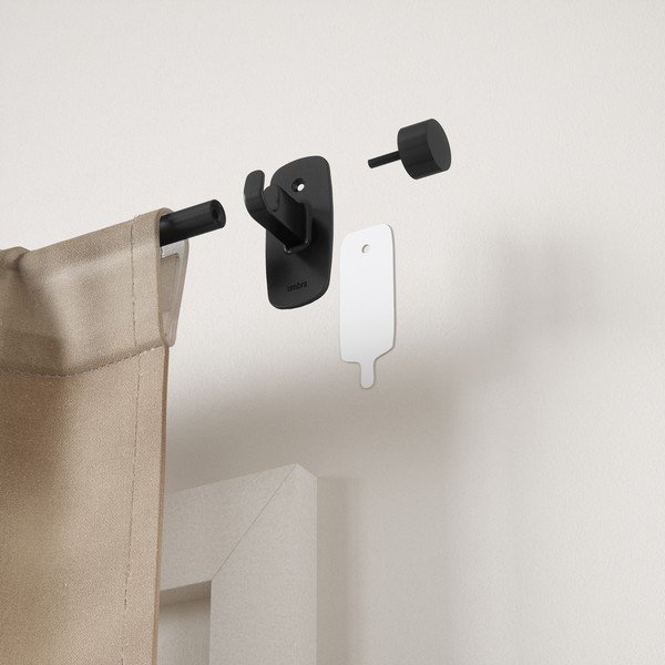 Mat črna jeklena karnisa z nastavljivo dolžino 40 - 71 cm Adhera – Umbra-image-3
