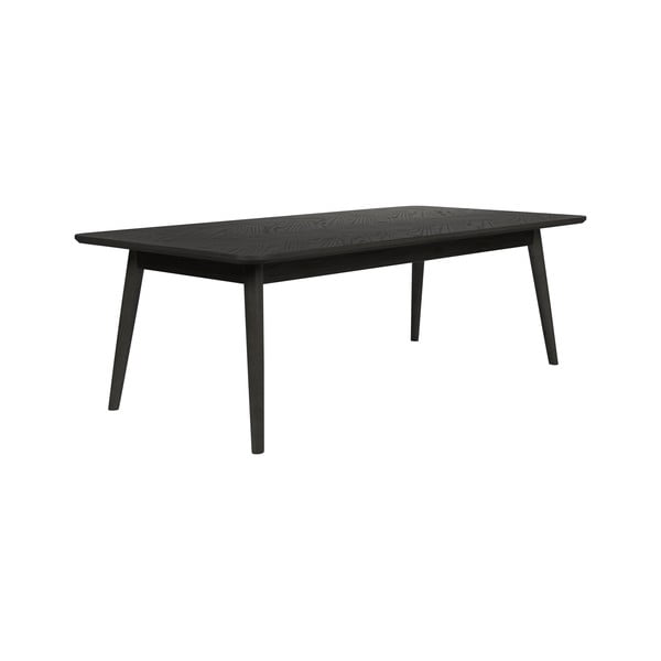 Črna mizica z mizno ploščo v hrastovem dekorju 60x120 cm Fabio – White Label-image-2