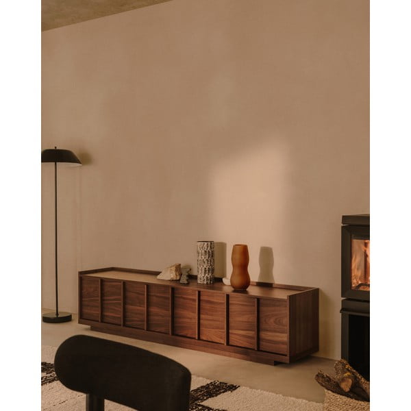 Rjava TV omarica v orehovem dekorju 200x47x40 cm Onix – Kave Home-image-1