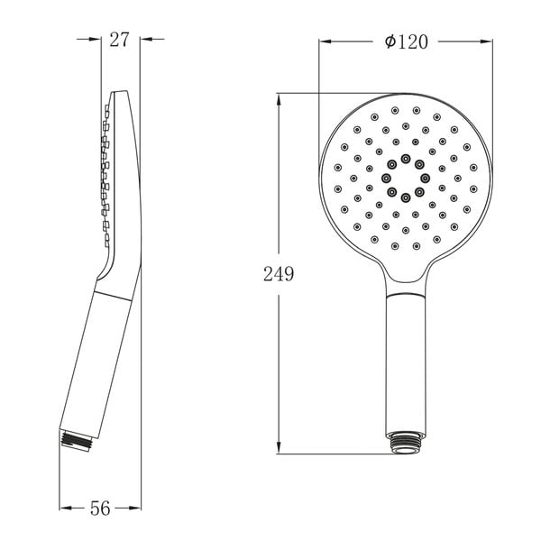 Plastična tuš ročka v sijajno srebrni barvi ø 12 cm – Sapho-image-4