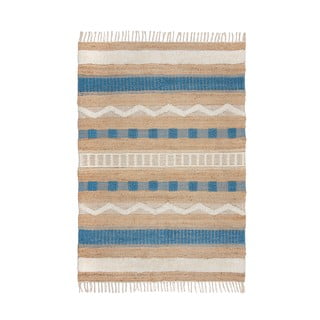 Ročno tkana preproga iz mešanice jute v naravni in modri barvi 160x230 cm Medina Jute – Flair Rugs