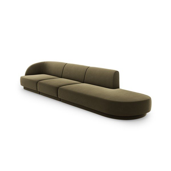 Zelena žametna sedežna garnitura 302 cm Miley – Micadoni Home-image-3