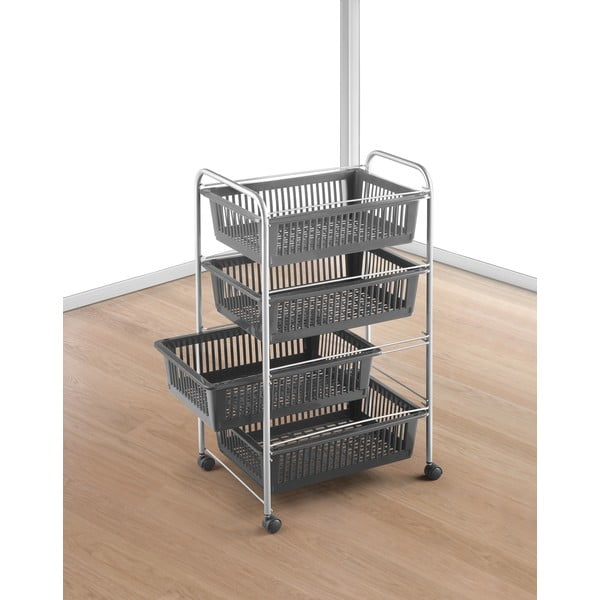 Temno siv/v srebrni barvi regal na koleščkih 46x78 cm – Metaltex-image-2